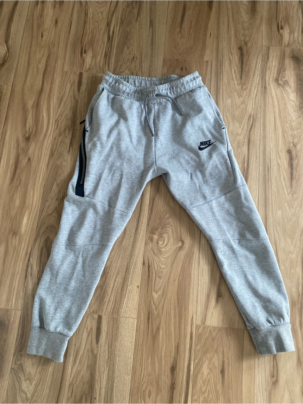 Nike Light Grey Kids Fleece Joggers with Black Trim